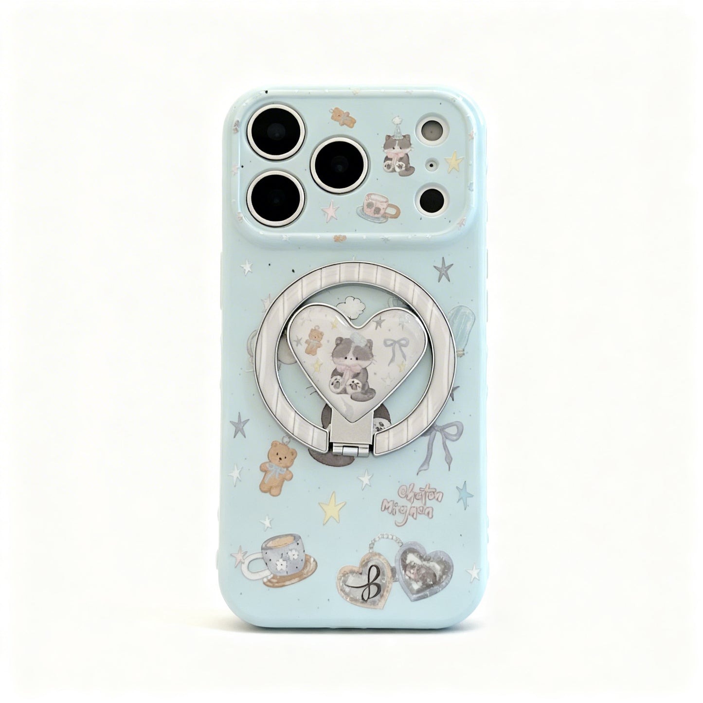 Cute Cat Soft Phone Case with Stand for iPhone
