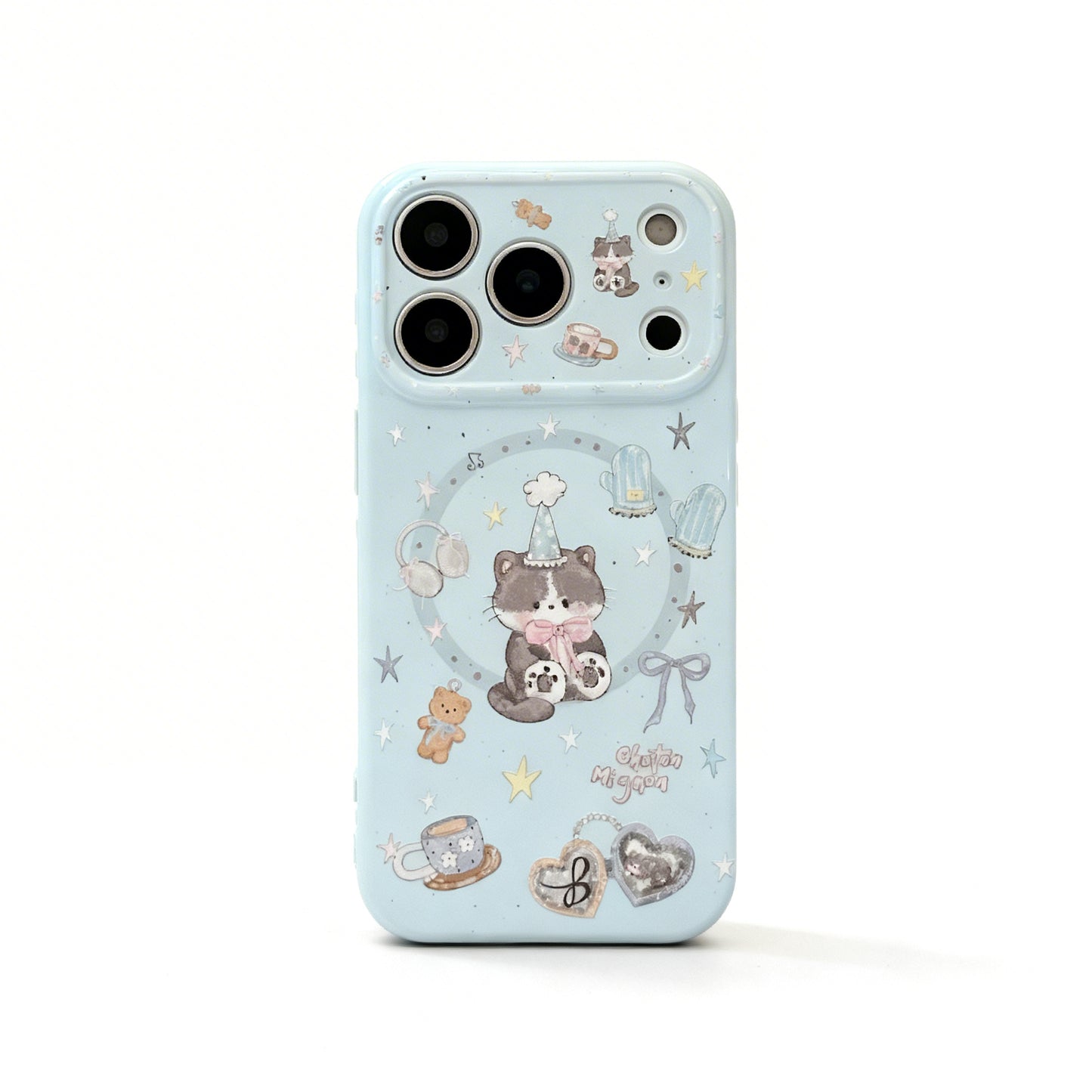Cute Cat Soft Phone Case with Stand for iPhone