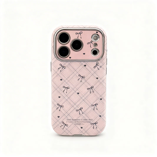 Vintage Plaid Bow Soft Phone Case for iPhone