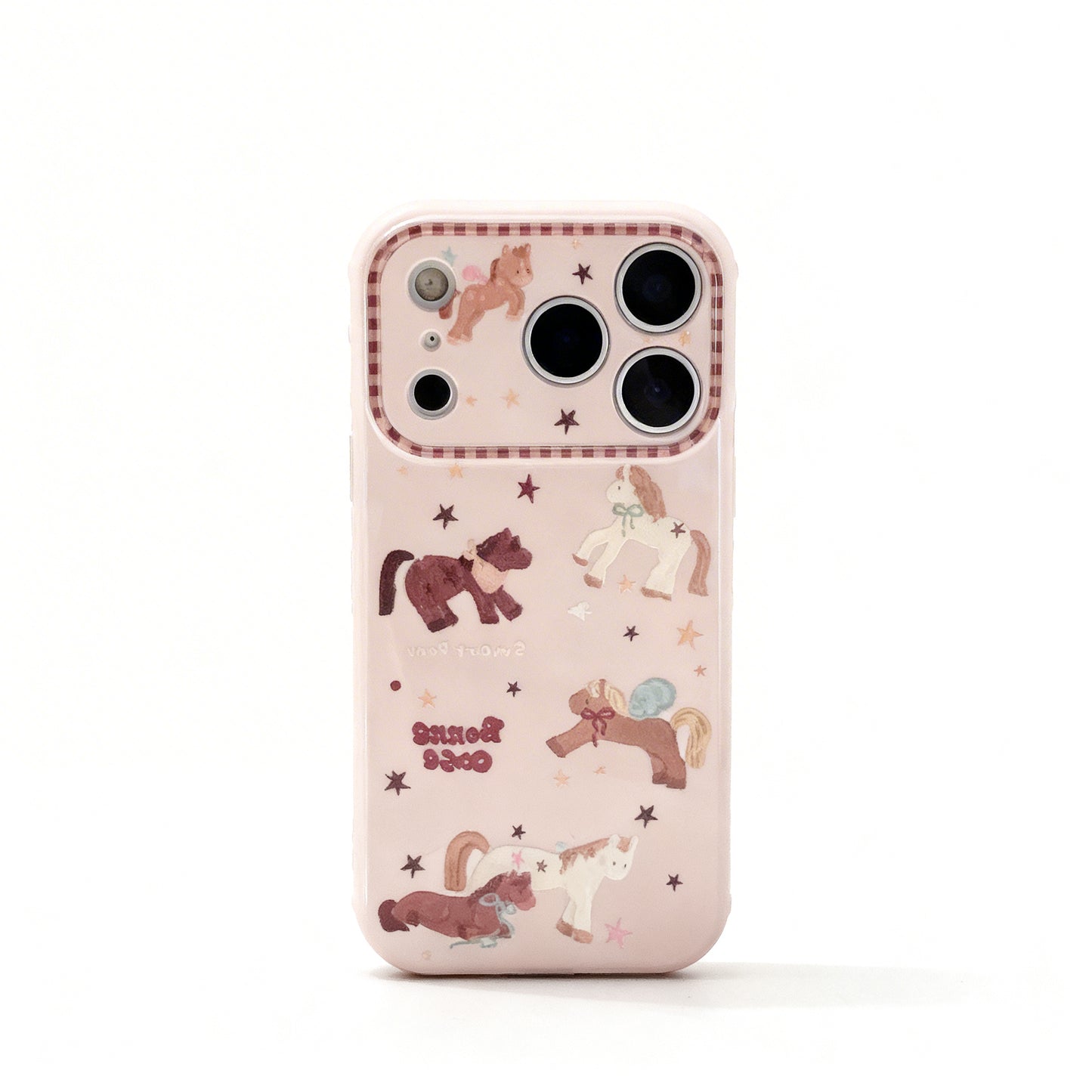 Cute Pink Pony Soft Phone Case with Chain for iPhone