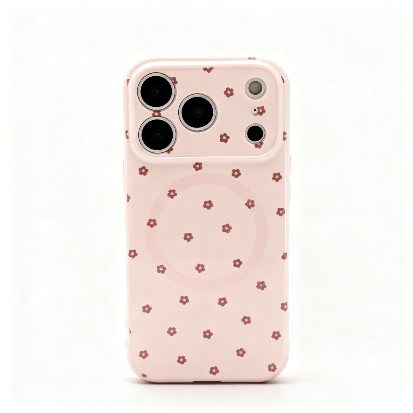Red Brown Floral Soft Magnetic Phone Case for iPhone