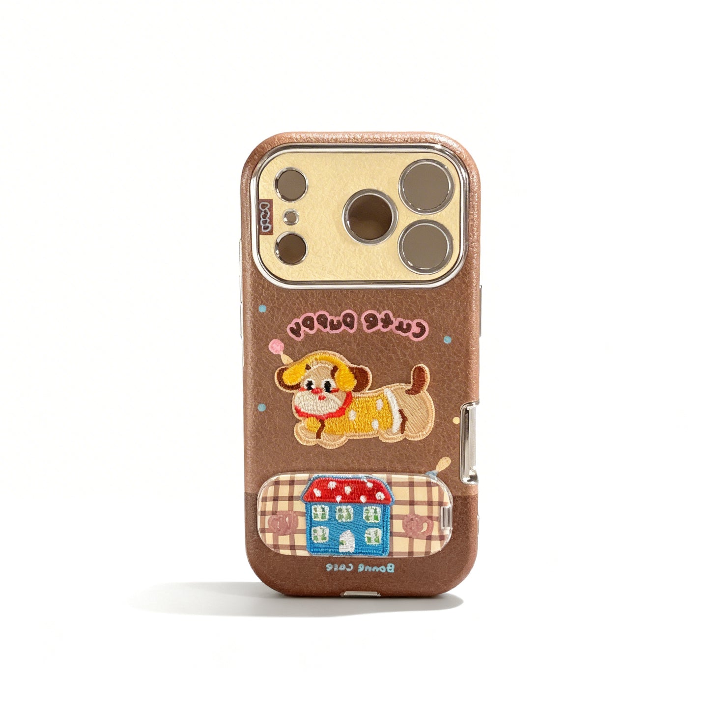 Colorful Cat and Dog Embroidered Soft Phone Case for iPhone