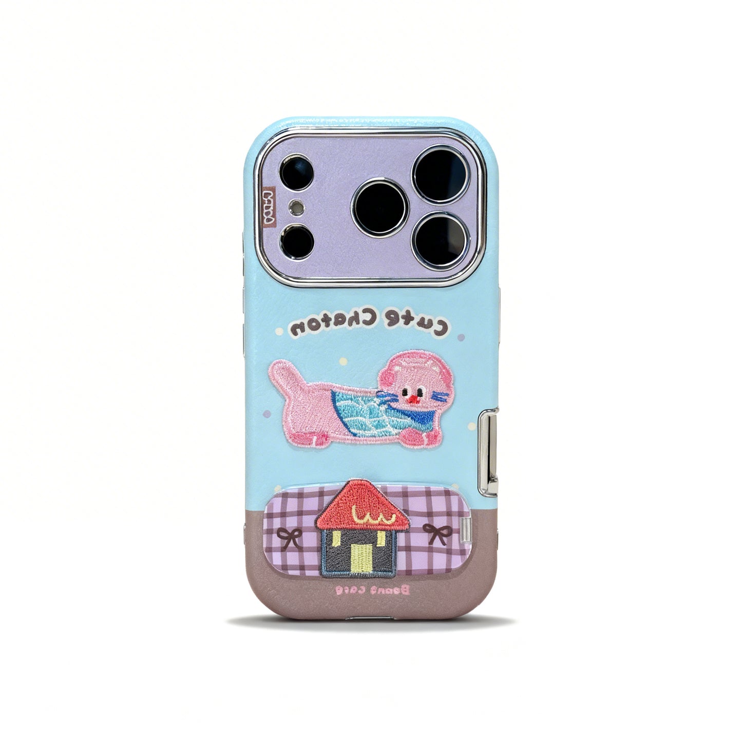 Colorful Cat and Dog Embroidered Soft Phone Case for iPhone
