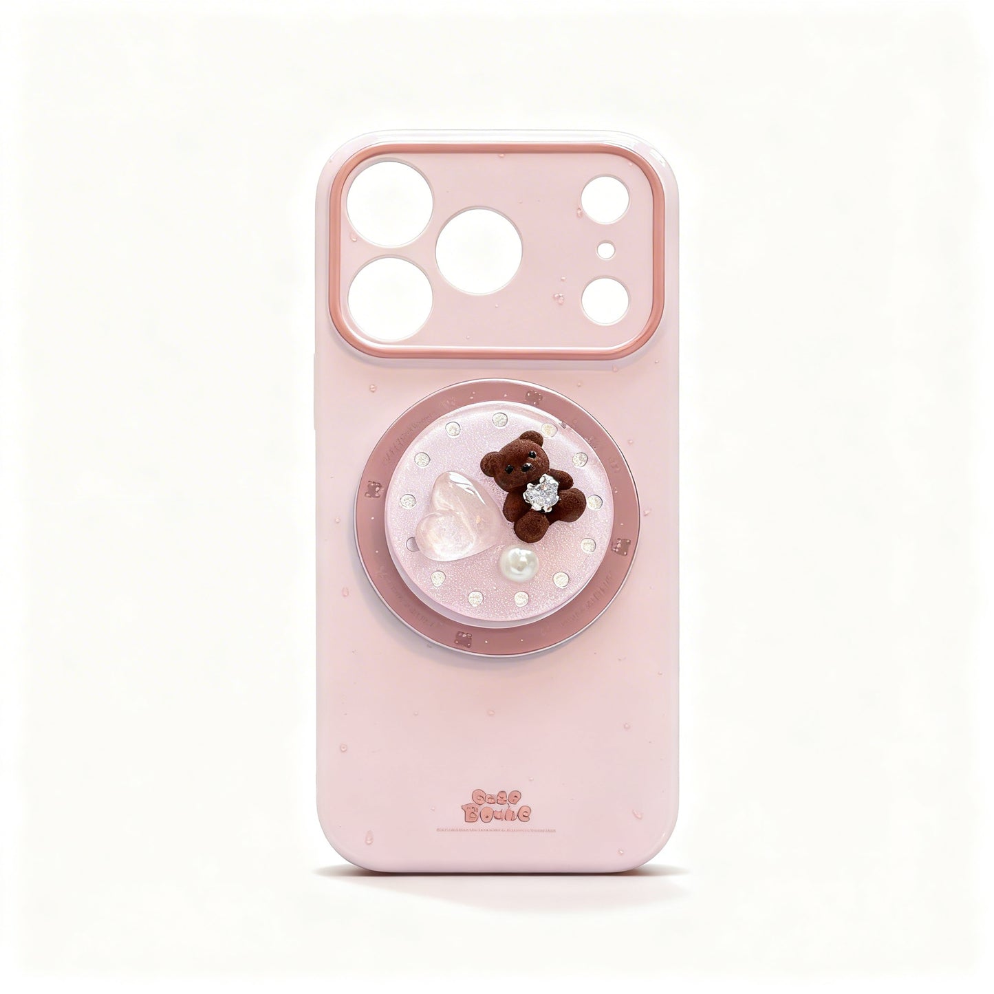 Cute Pink Bear Magnetic Stand Phone Case for iPhone