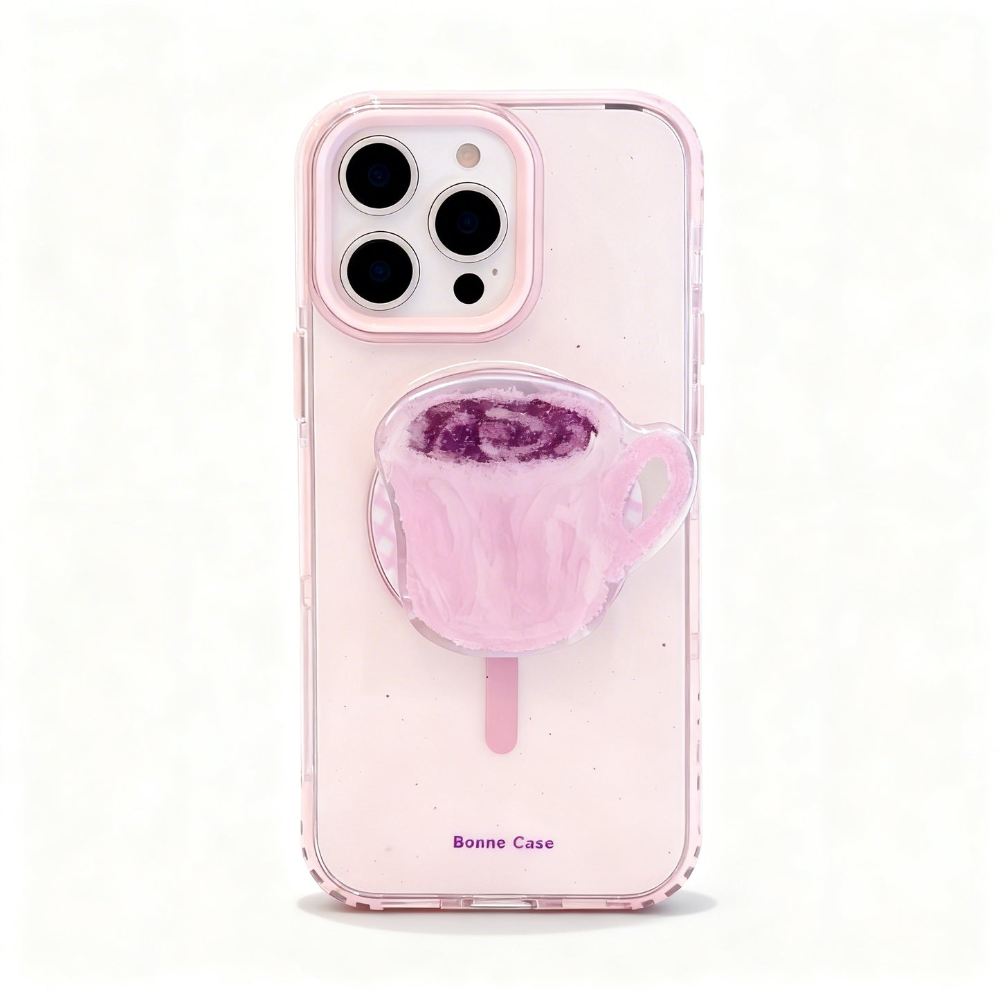 Pink Coffee Cup Magnetic Stand Phone Case for iPhone