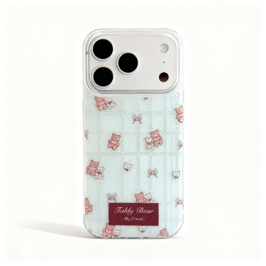 Mint Green Bear Cartoon Soft Phone Case for iPhone