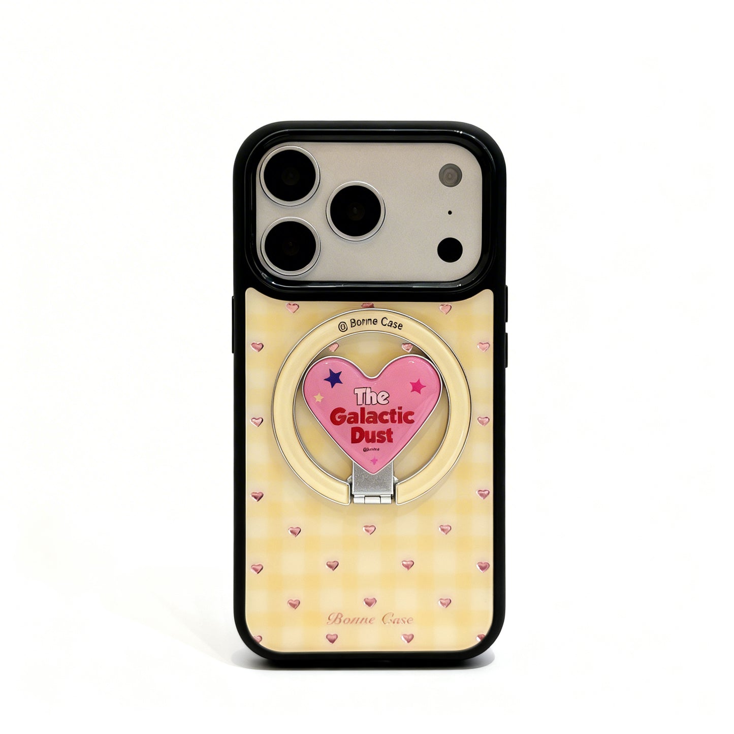 Gold Plaid Heart Design Hard Phone Case for iPhone