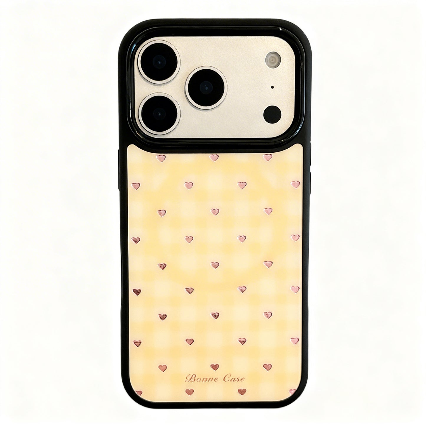 Gold Plaid Heart Design Hard Phone Case for iPhone
