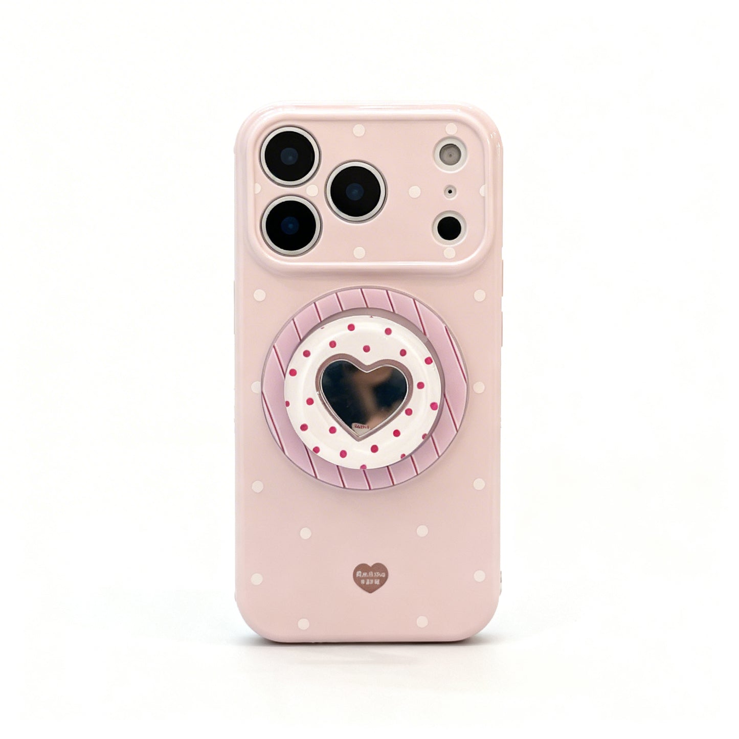 Cream Polka Dot Heart Design Magnetic Stand Phone Case for iPhone