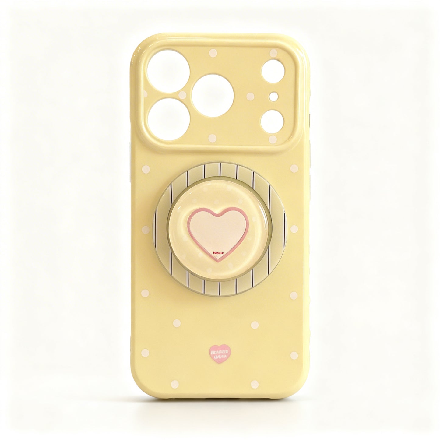 Cream Polka Dot Heart Design Magnetic Stand Phone Case for iPhone