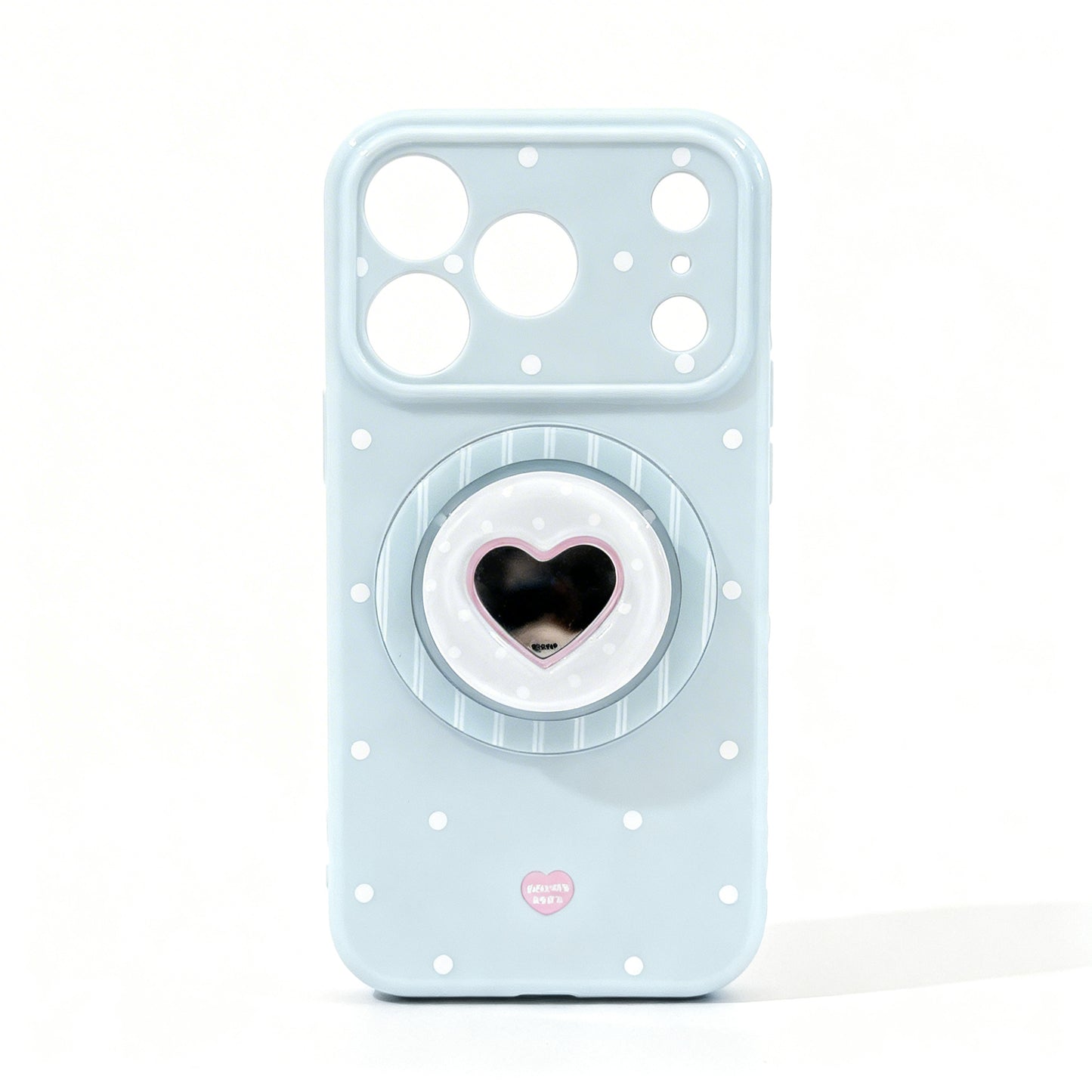Cream Polka Dot Heart Design Magnetic Stand Phone Case for iPhone