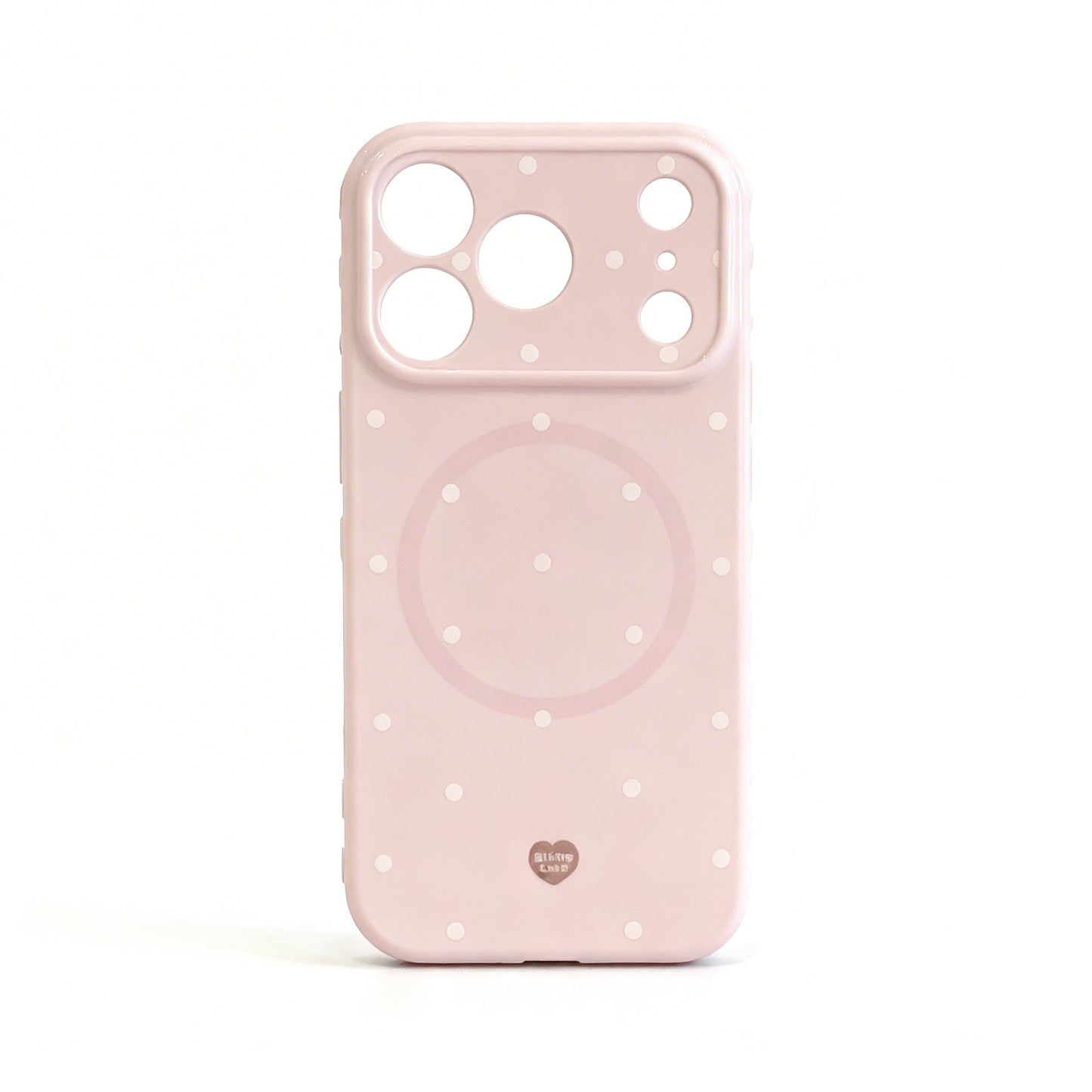 Cream Polka Dot Heart Design Magnetic Stand Phone Case for iPhone