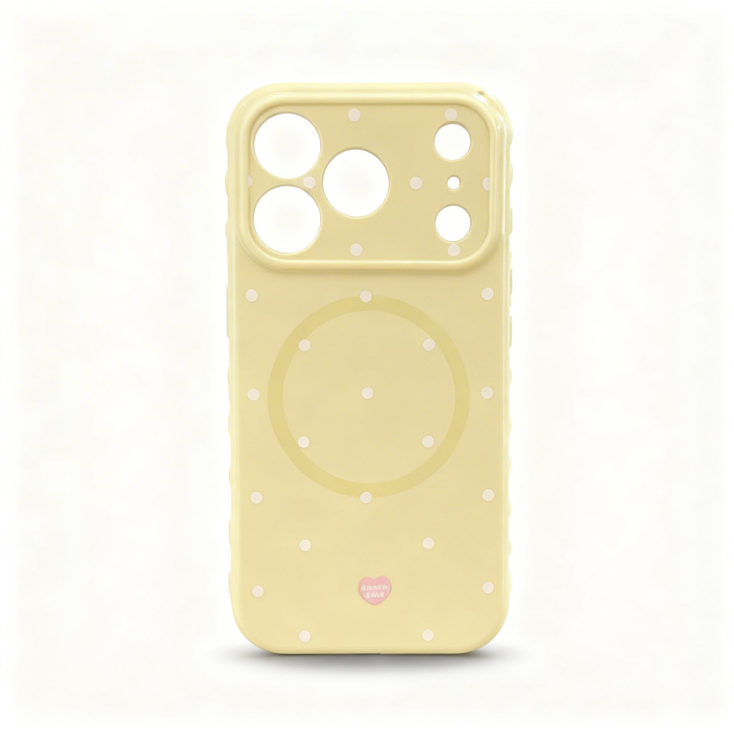Cream Polka Dot Heart Design Magnetic Stand Phone Case for iPhone
