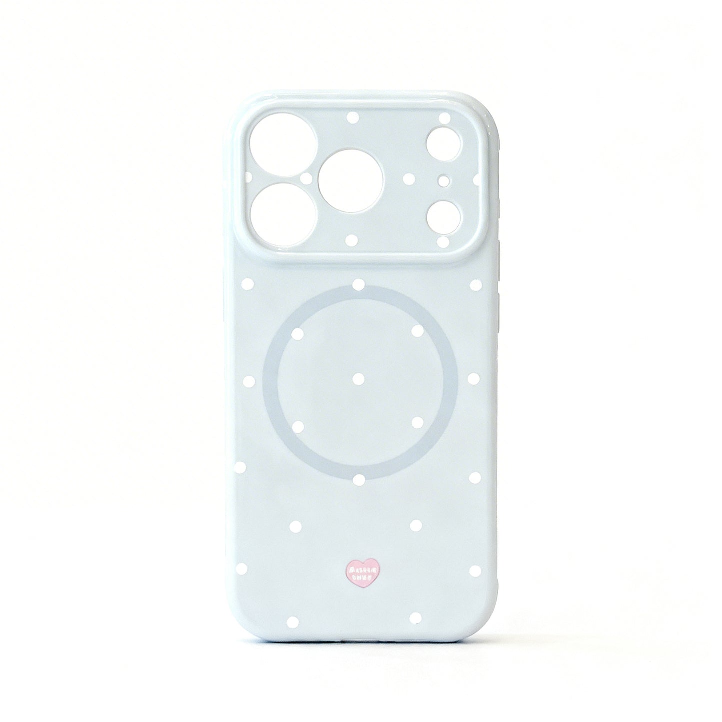 Cream Polka Dot Heart Design Magnetic Stand Phone Case for iPhone