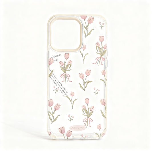 Pink Floral Transparent Phone Case for iPhone
