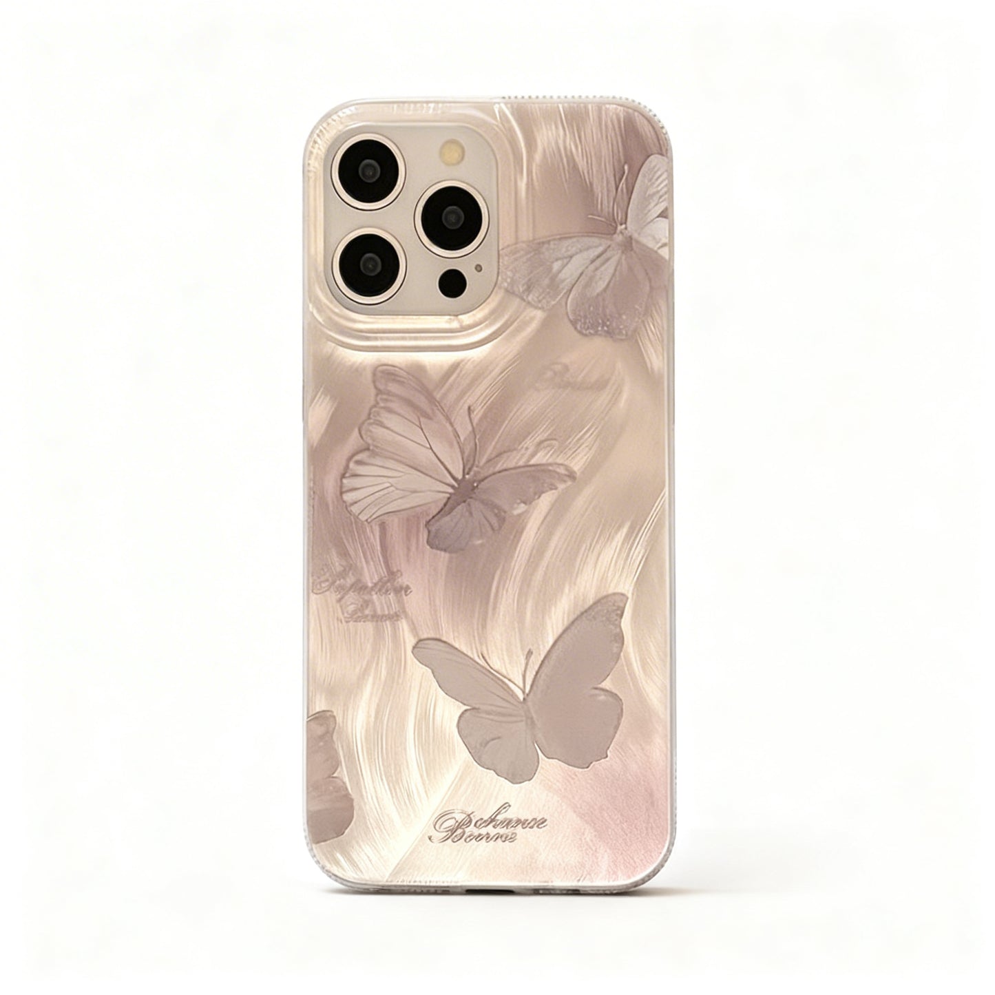 Pink Butterfly Soft Phone Case with Charm for iPhone