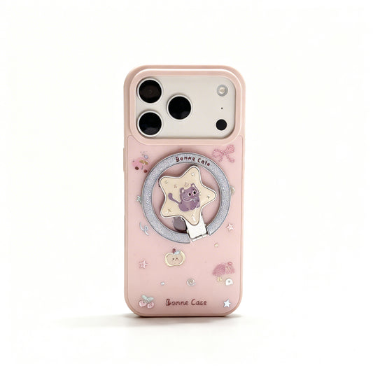 Pink Cat Cake Magnetic Stand Phone Case for iPhone