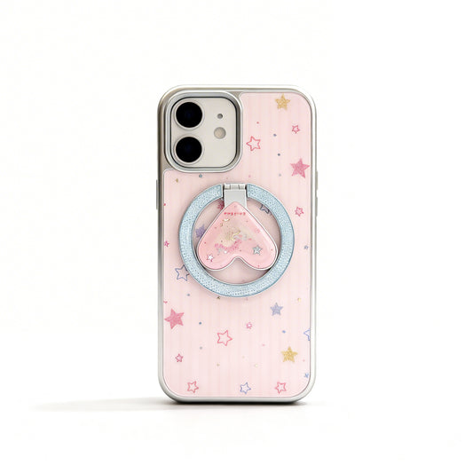Pink Starry Dot Magnetic Stand Phone Case for iPhone