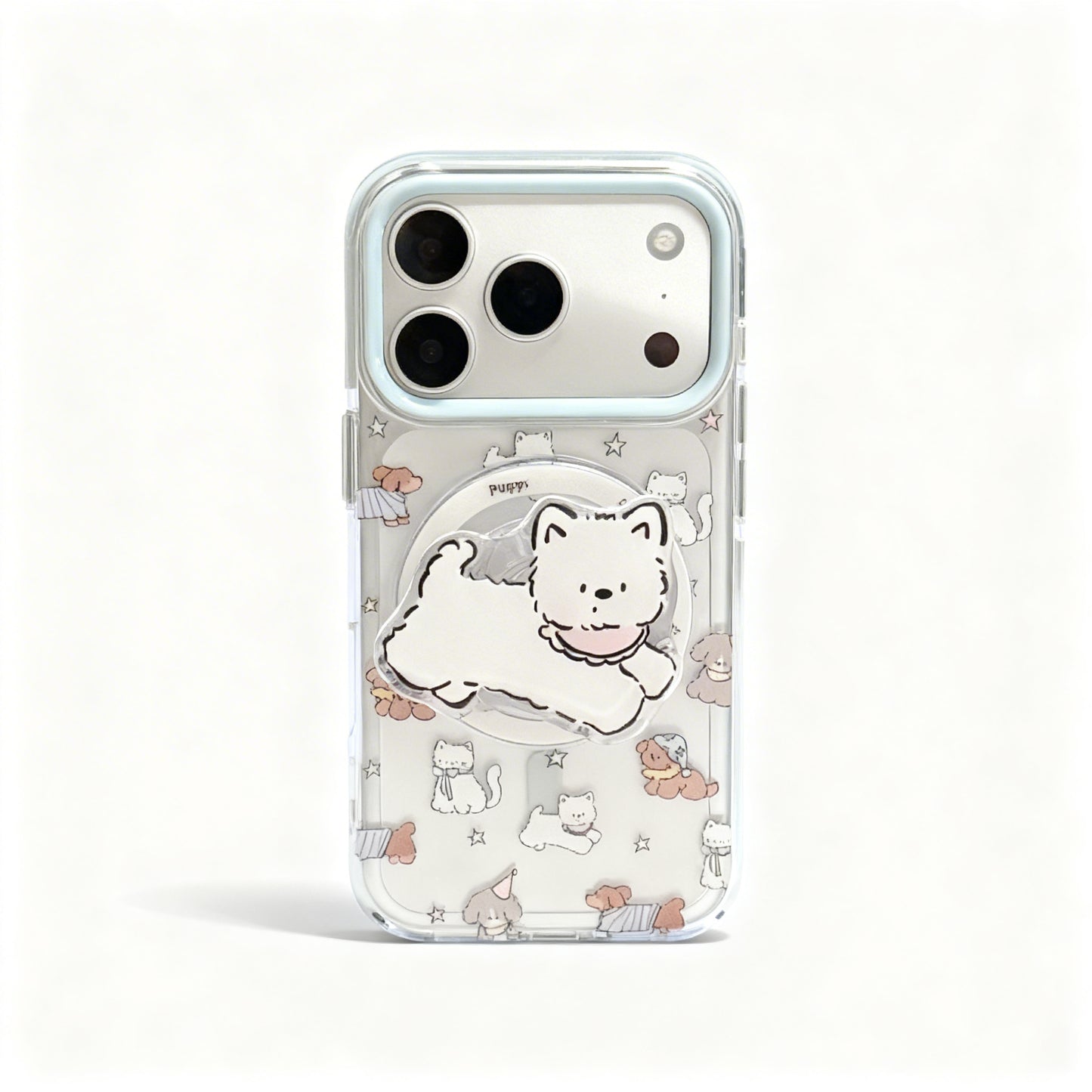 Clear Dog Doodle Stand Phone Case for iPhone