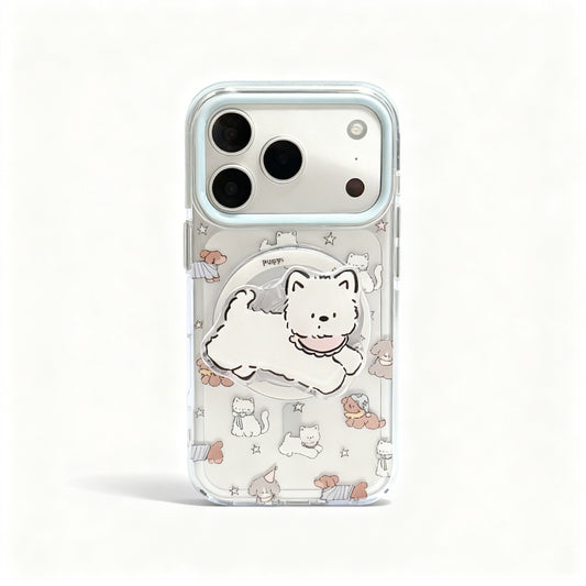 Clear Dog Doodle Stand Phone Case for iPhone