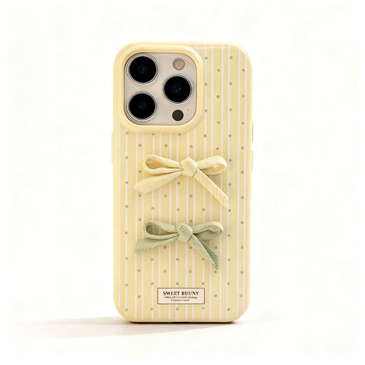 Korean Style Pink Polka Dot Bow Phone Case for iPhone