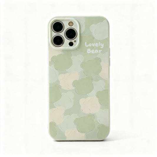 Cute Green Bear Head Soft Phone Case for iPhone