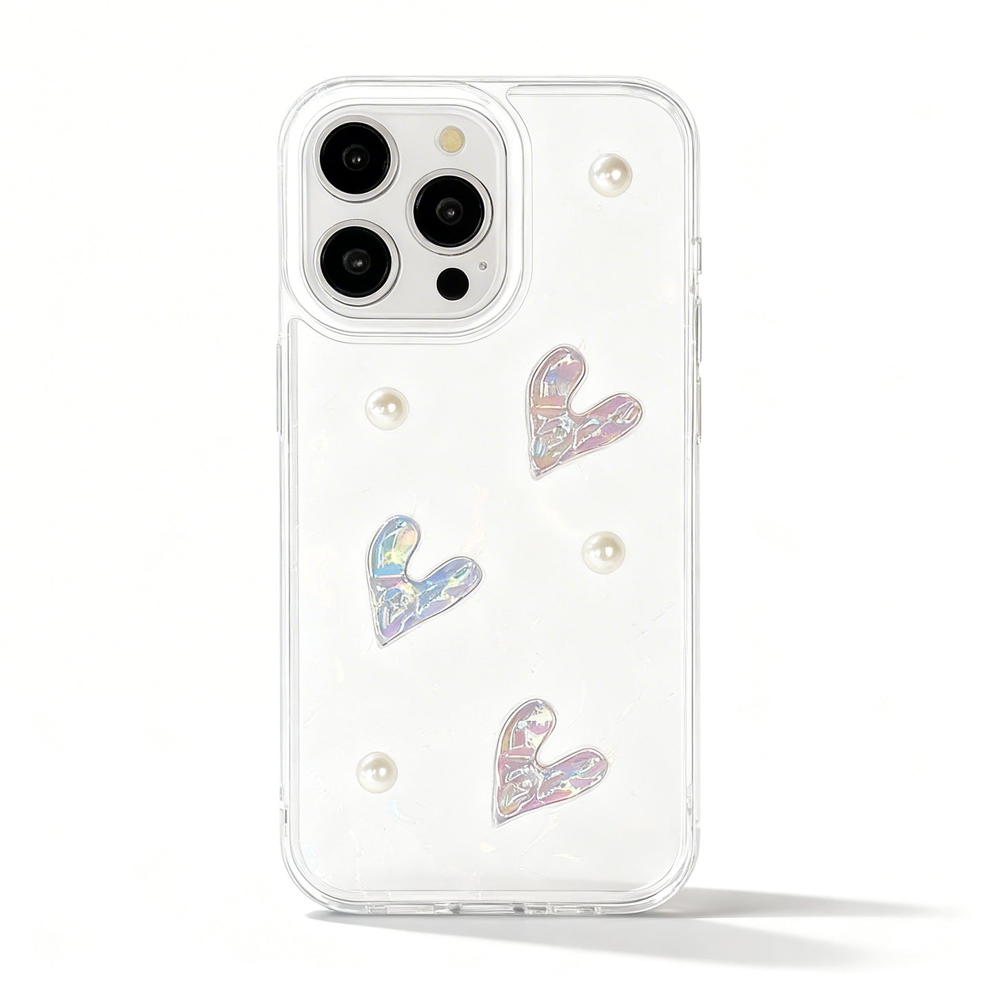 Dreamy Pink Heart Pearl Phone Case for iPhone