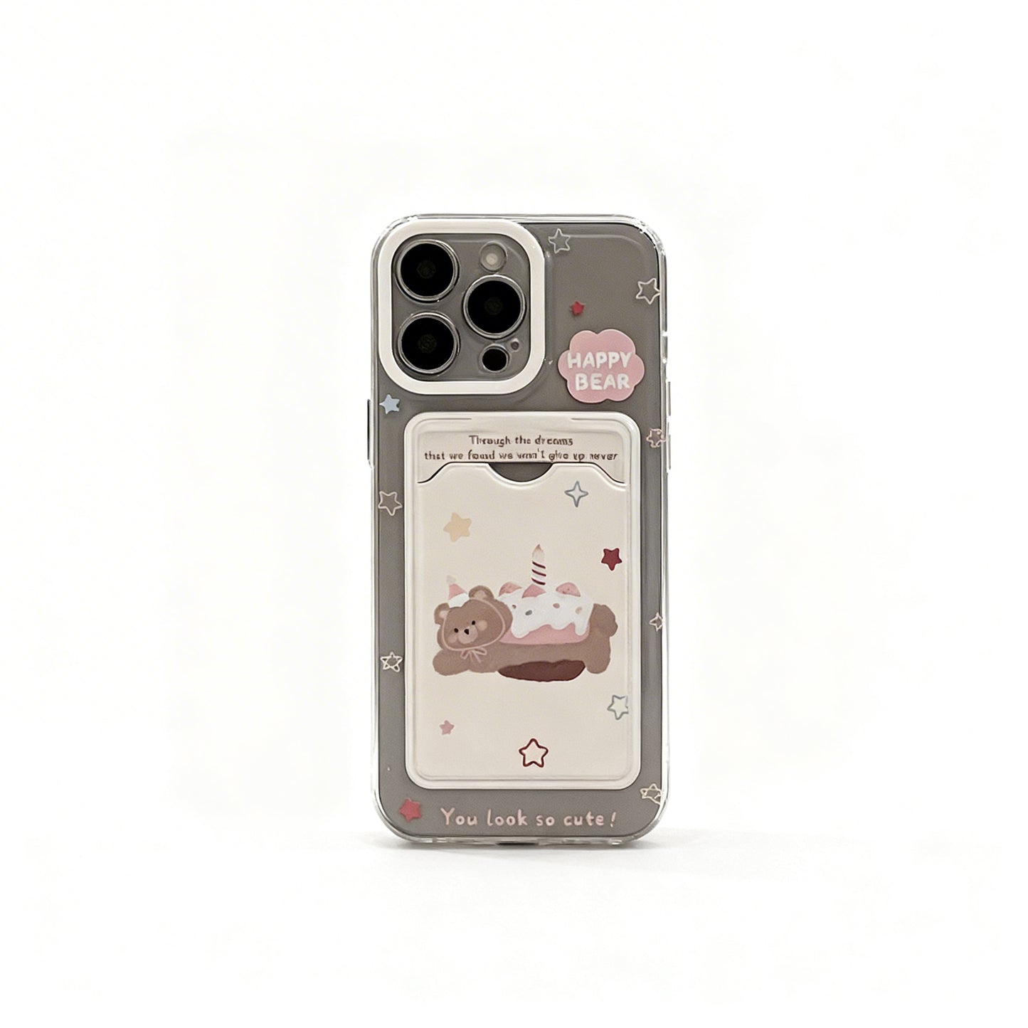 Cute Korean Style Bear Cake Transparent Phone Case for iPhone