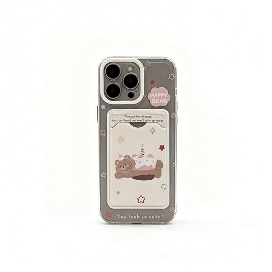 Cute Korean Style Bear Cake Transparent Phone Case for iPhone