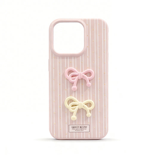 Korean Style Pink Bow Soft Phone Case for iPhone
