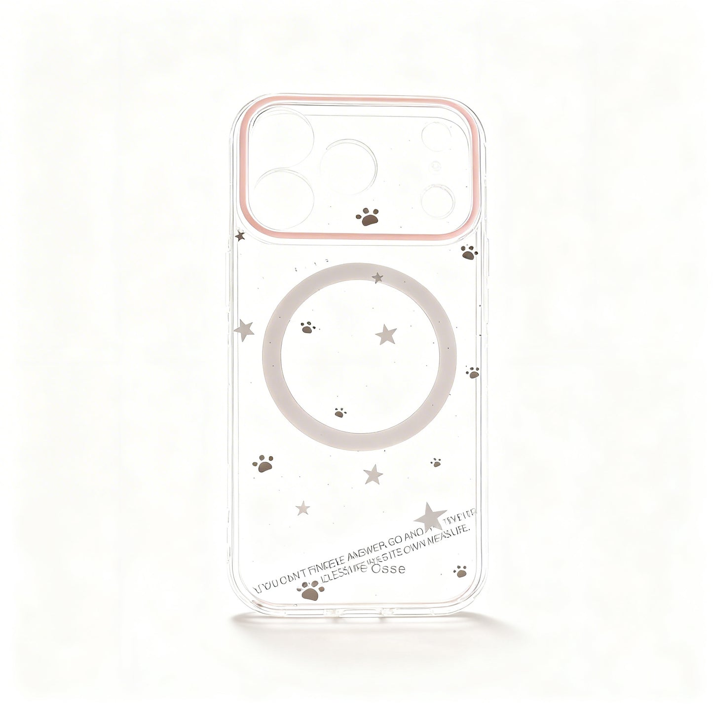 Gray Pink Star Clear Phone Case with Magnetic Stand for iPhone