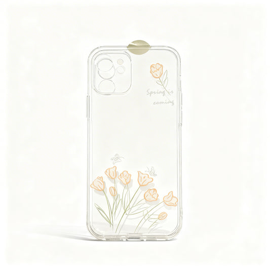 Korean Style Green Floral Soft Phone Case for iPhone