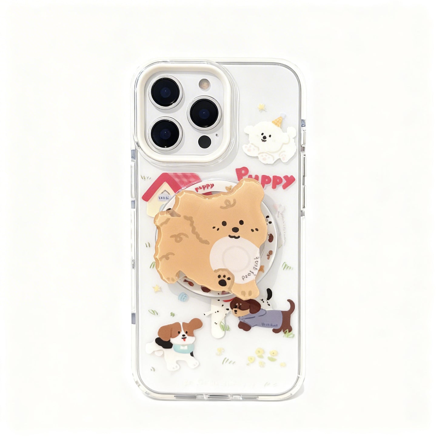 Cute Dog Design Magnetic Stand Phone Case for iPhone