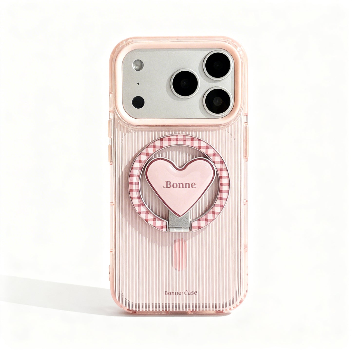 Pink Brown Striped Soft Magnetic Phone Case for iPhone