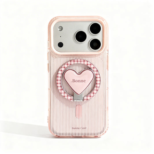 Pink Brown Striped Soft Magnetic Phone Case for iPhone