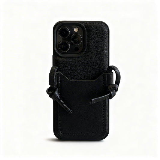 Black Cute Dog Print Crossbody Phone Case for iPhone