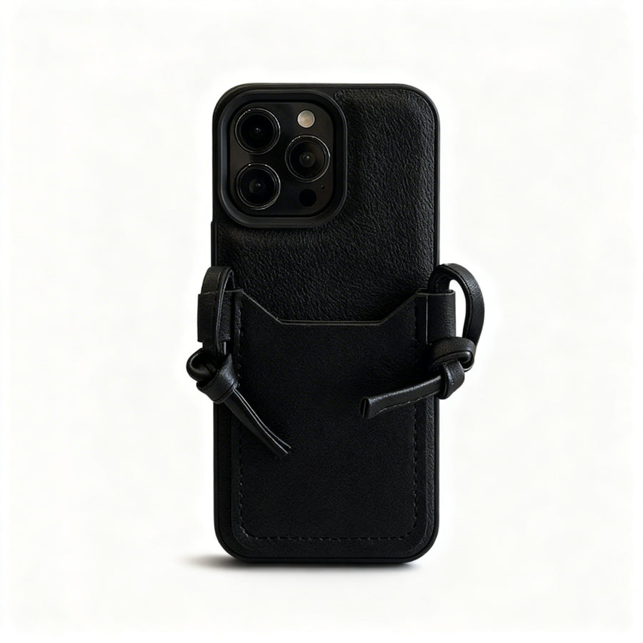 Black Cute Dog Print Crossbody Phone Case for iPhone
