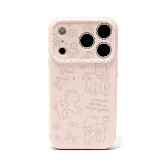 Cute Line Art Horse Soft Phone Case for iPhone
