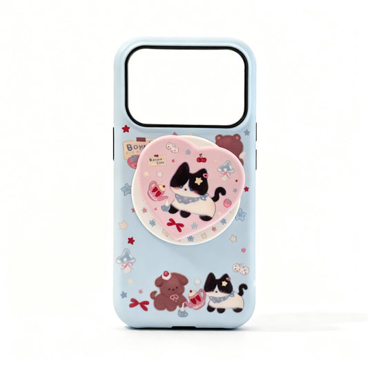 Cute Cat Design Magnetic Stand Phone Case for iPhone