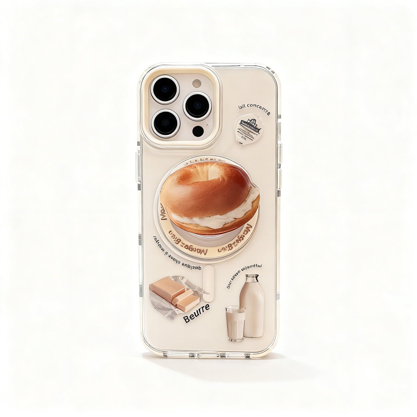 Clear Cream Bagel Design Soft Phone Case for iPhone