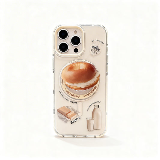 Clear Cream Bagel Design Soft Phone Case for iPhone