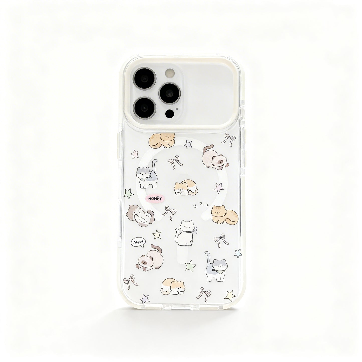 Cute Gold Cat Soft Phone Case with Magnetic Stand for iPhone