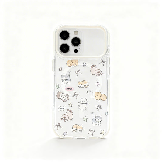 Cute Gold Cat Soft Phone Case with Magnetic Stand for iPhone