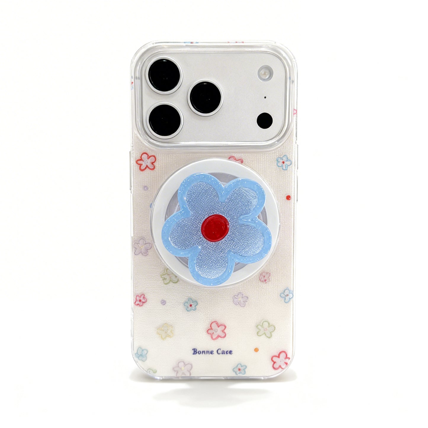Blue Floral Magnetic Stand Phone Case for iPhone