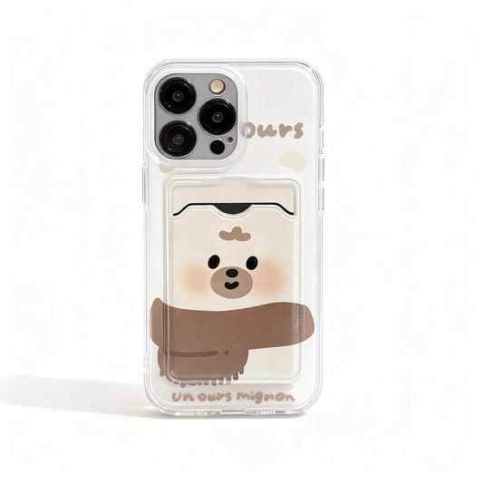 Cute Cartoon Card Holder Soft Phone Case for iPhone