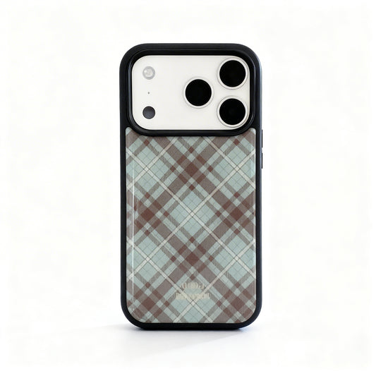 Tea Green Plaid Shockproof Phone Case for iPhone