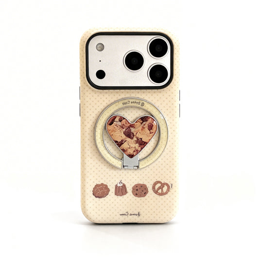 Cute Cookie Print Magnetic Stand Phone Case for iPhone