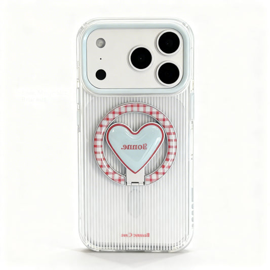 Korean Style Blue and Red Striped Heart Magnetic Phone Case for iPhone