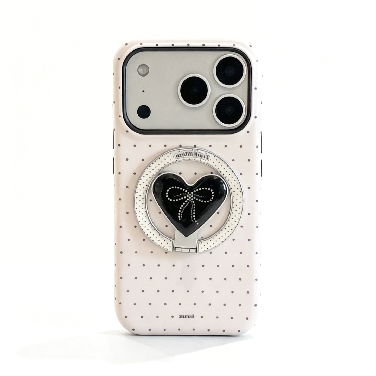 Pink Pearl Bow Magnetic Stand Phone Case for iPhone
