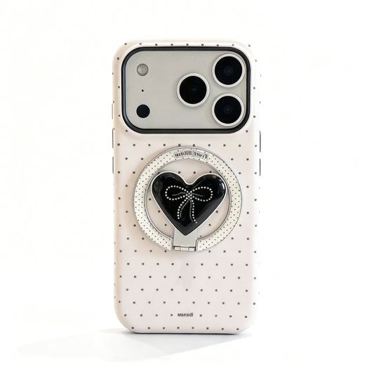 Pink Pearl Bow Magnetic Stand Phone Case for iPhone